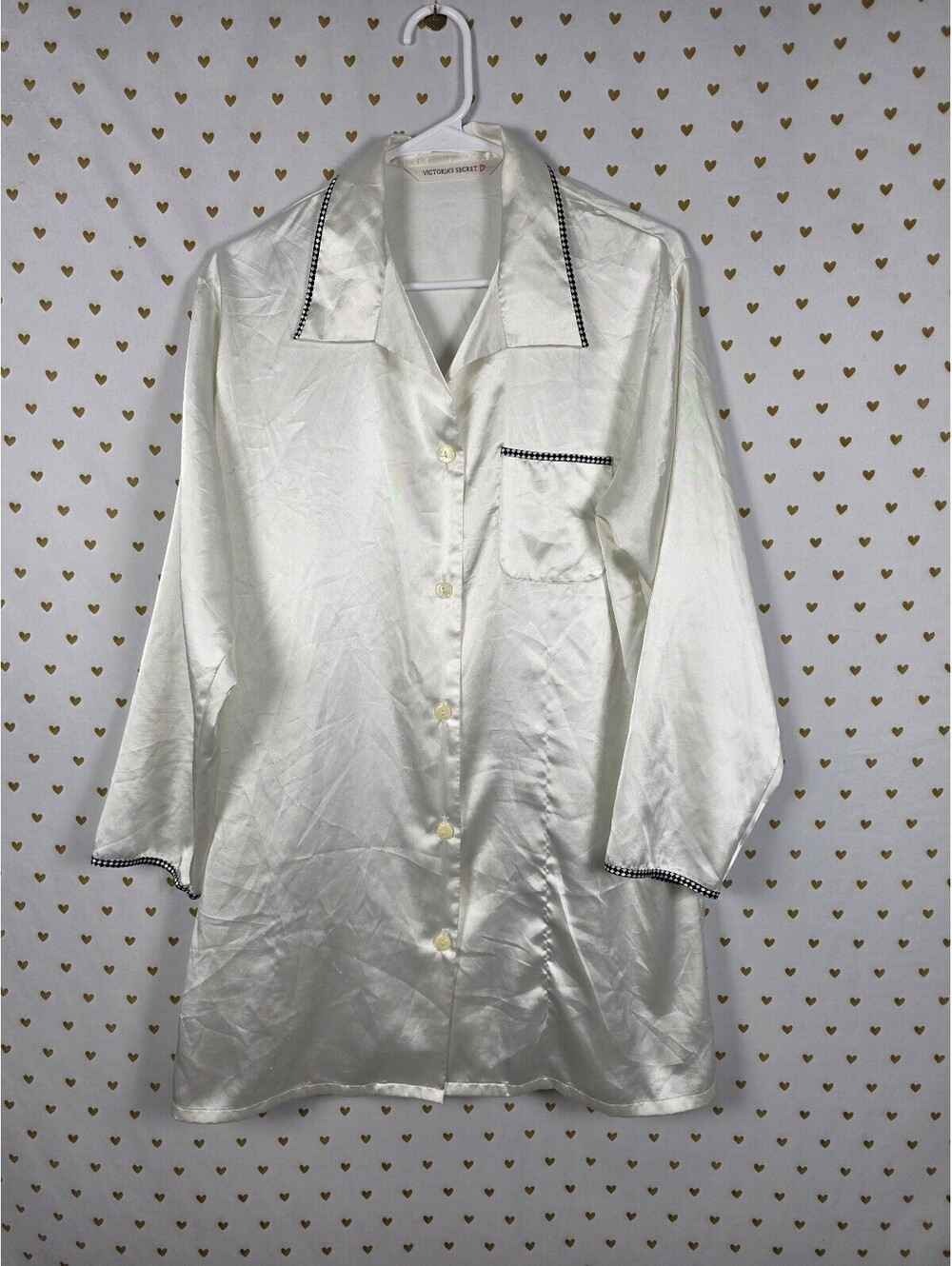 Victorias Secret White vintage heart label nightgown Sleep Shirt Small